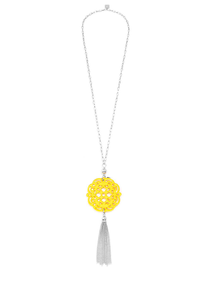 Allure Resin Pendant Necklace with Tassel