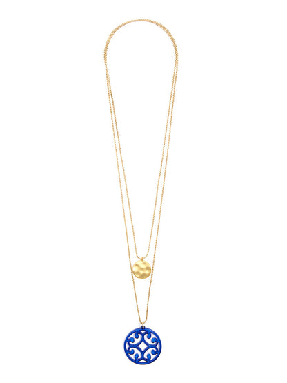 Circle Scroll and Coin Layered Necklace