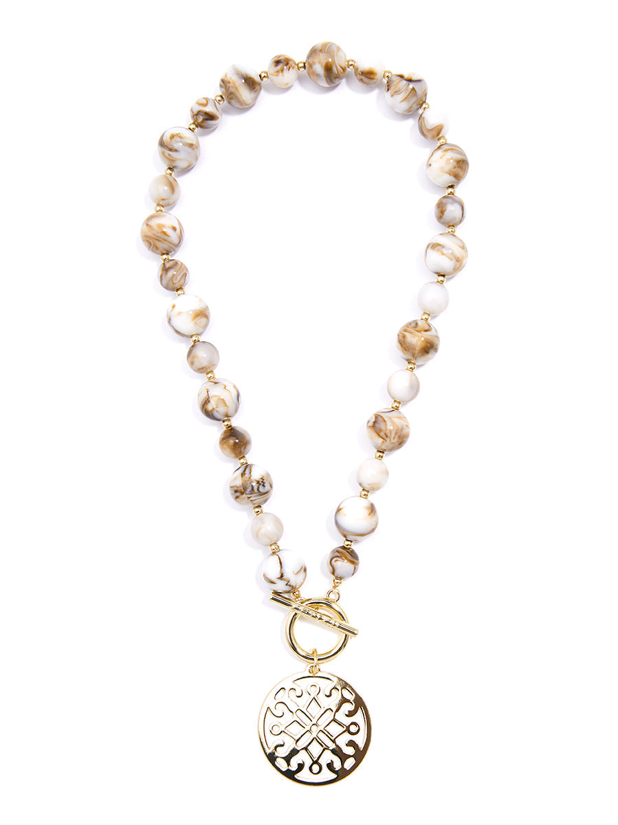 Marbled Ornate Pendant Necklace