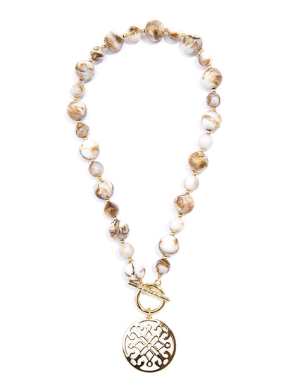 Marbled Ornate Pendant Necklace