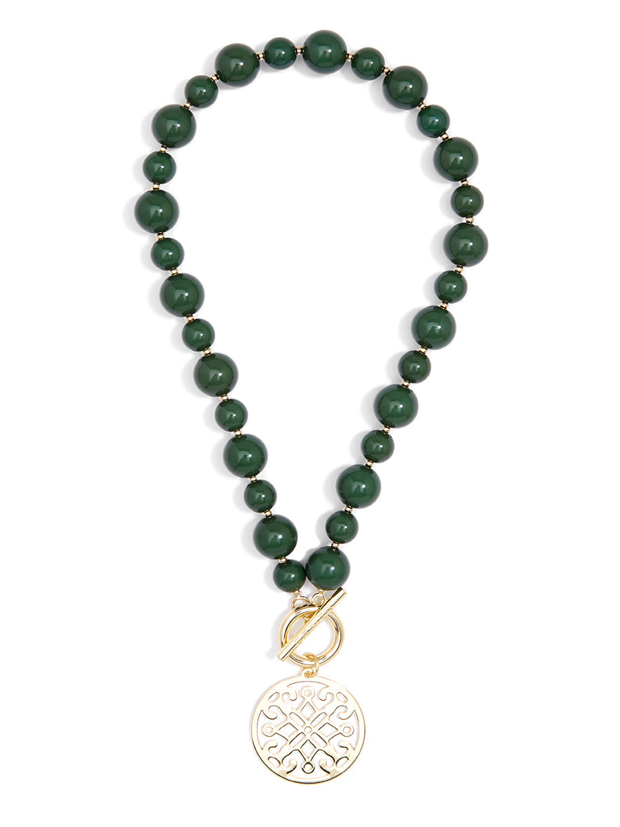 Marbled Ornate Pendant Necklace