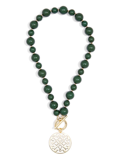 Marbled Ornate Pendant Necklace