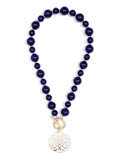Marbled Ornate Pendant Necklace