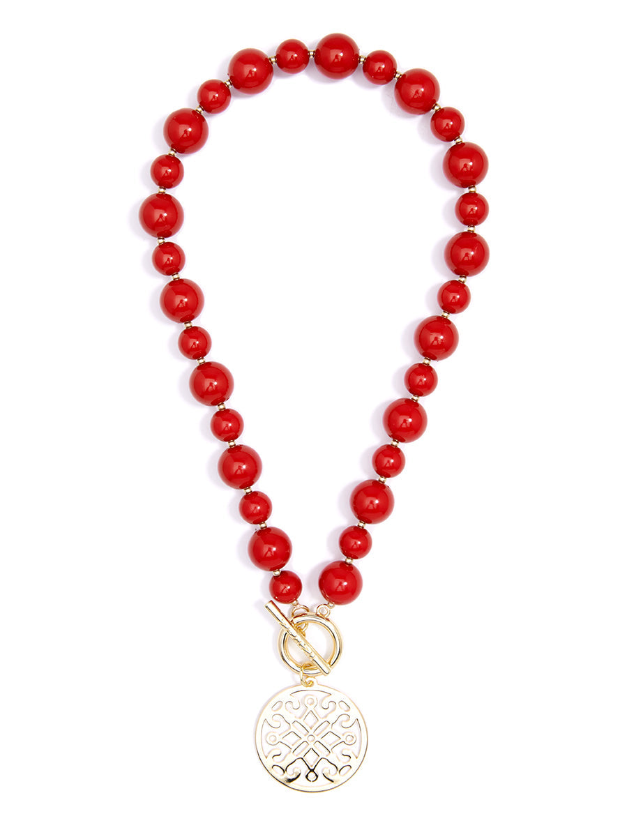 Marbled Ornate Pendant Necklace