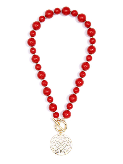 Marbled Ornate Pendant Necklace