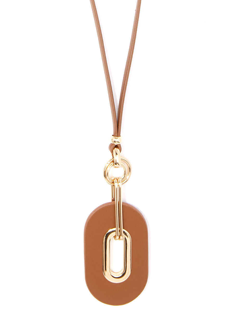 Make an Impression Faux Leather Pendant Necklace