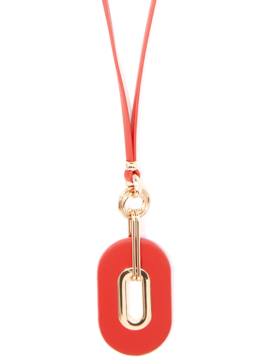 Make an Impression Faux Leather Pendant Necklace