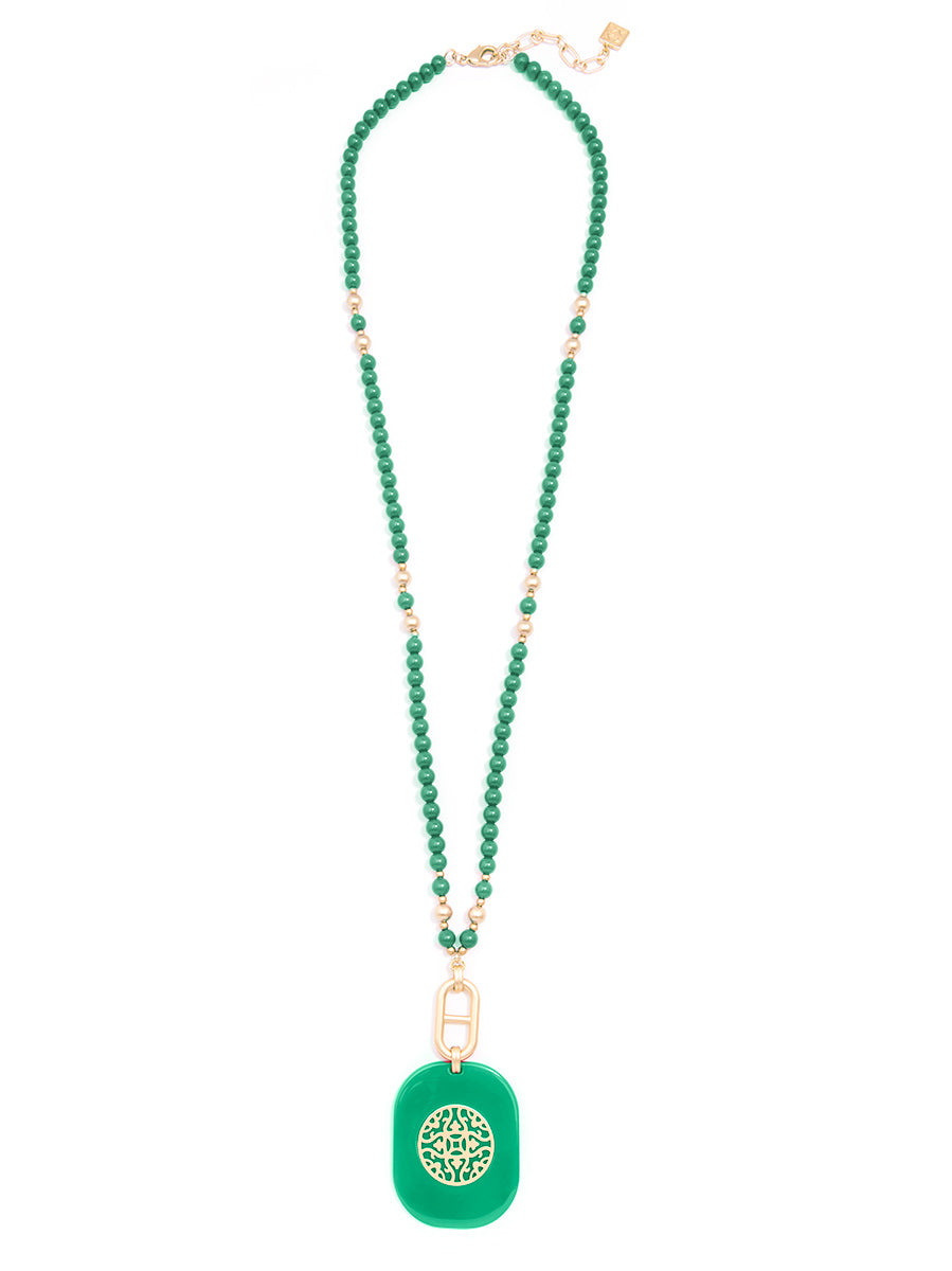 Heather Beaded Pendant Long Necklace