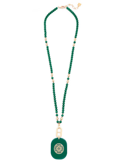Heather Beaded Pendant Long Necklace