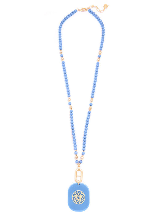Heather Beaded Pendant Long Necklace