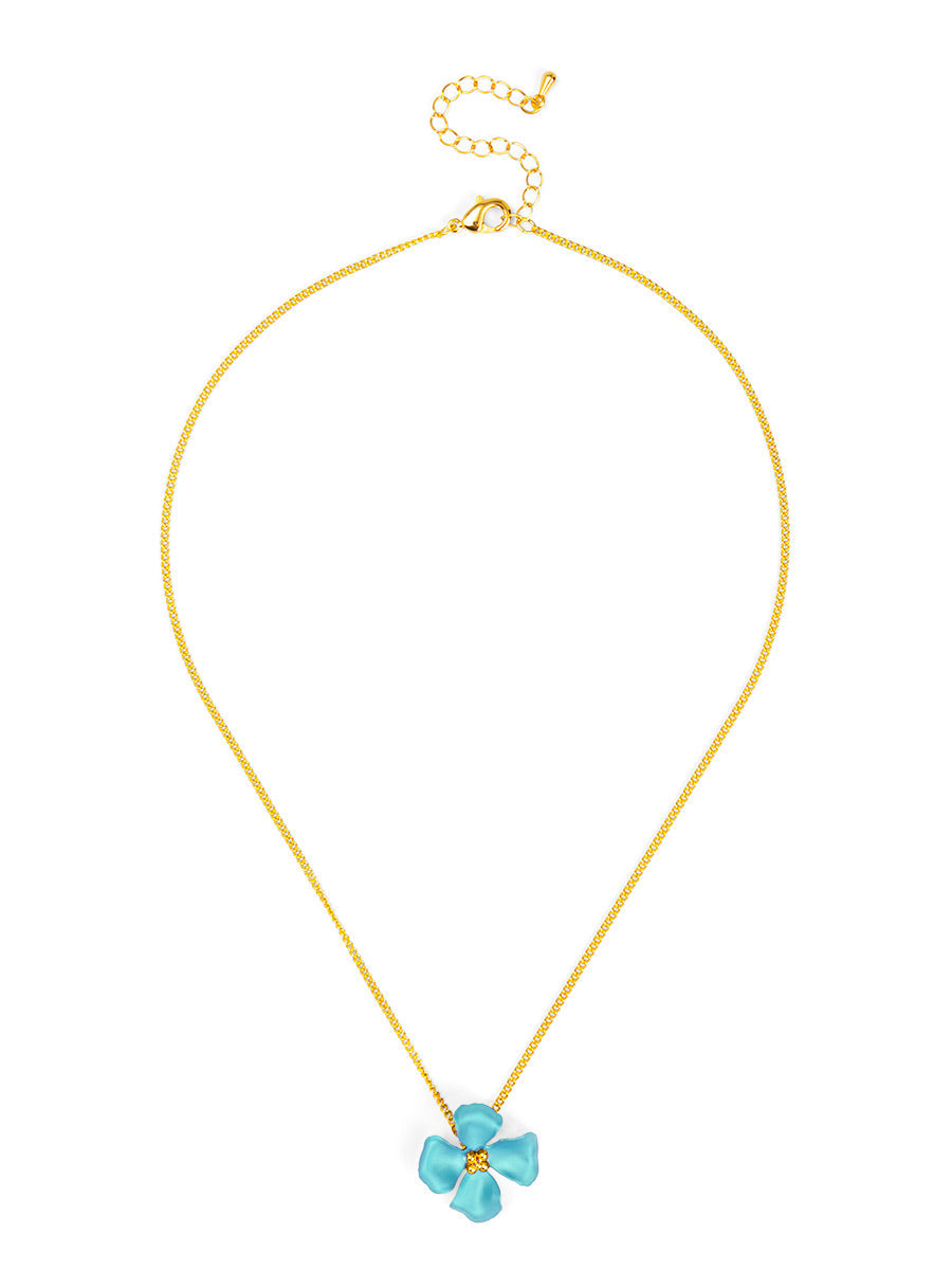 Elara Metallic Flower Pendant Necklace