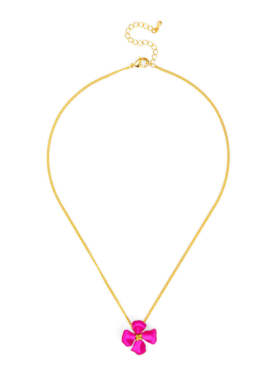 Elara Metallic Flower Pendant Necklace