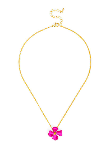 Elara Metallic Flower Pendant Necklace