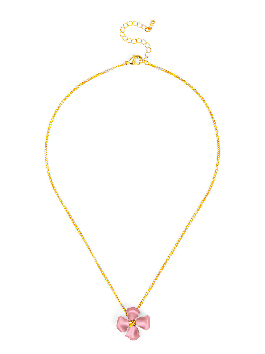 Elara Metallic Flower Pendant Necklace