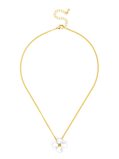 Elara Metallic Flower Pendant Necklace