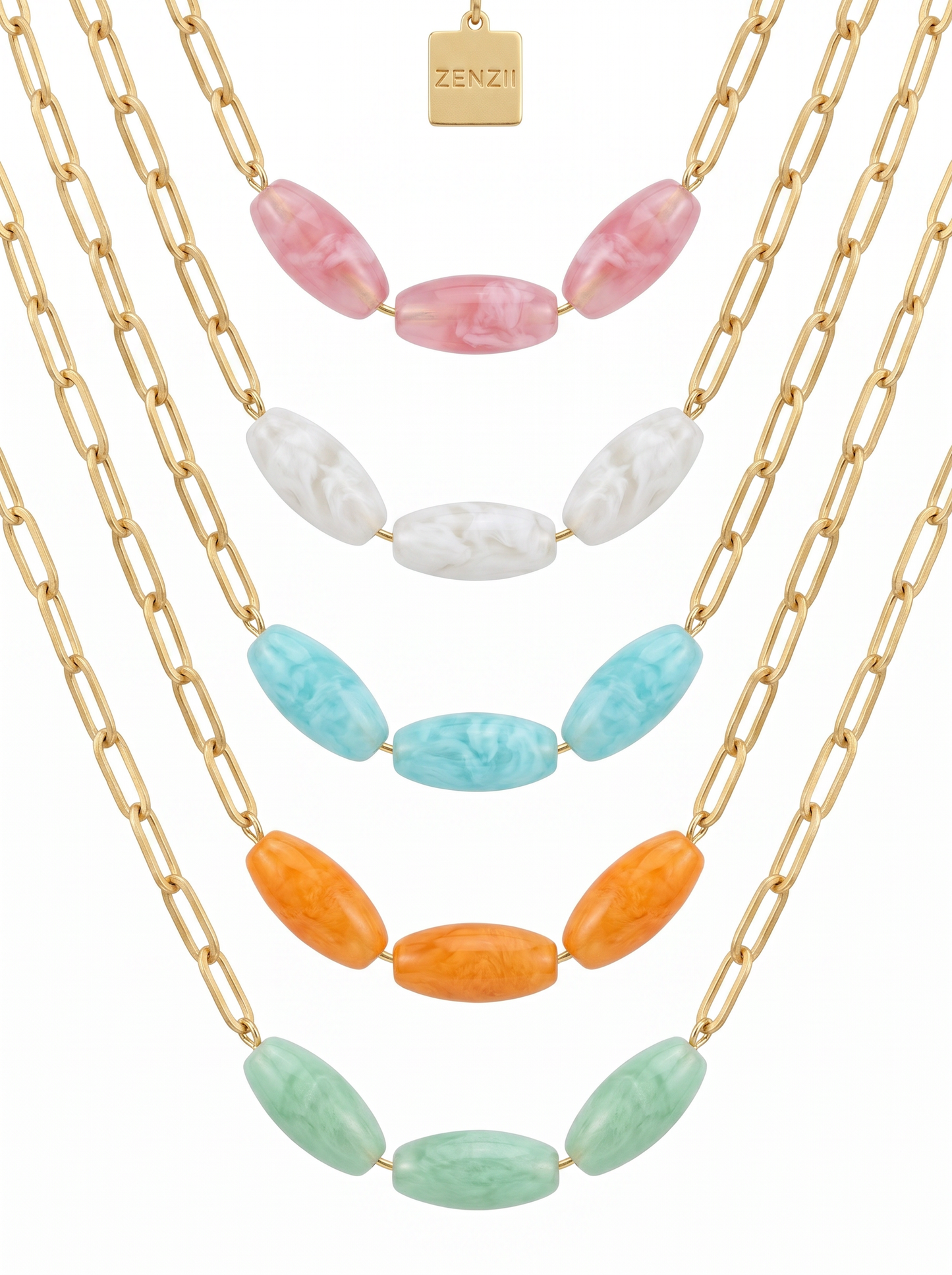 Glossy Resin Long Necklace