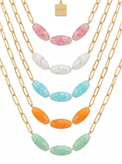 Glossy Resin Long Necklace