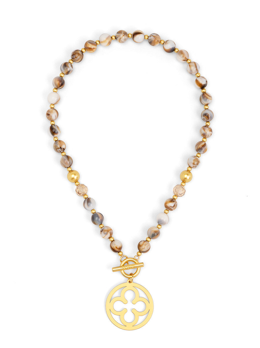 Florence Beaded Medallion Short Toggle Necklace