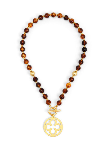Florence Beaded Medallion Short Toggle Necklace