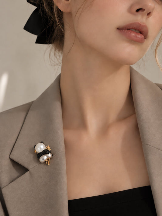 Panda Pearl Bamboo Brooch