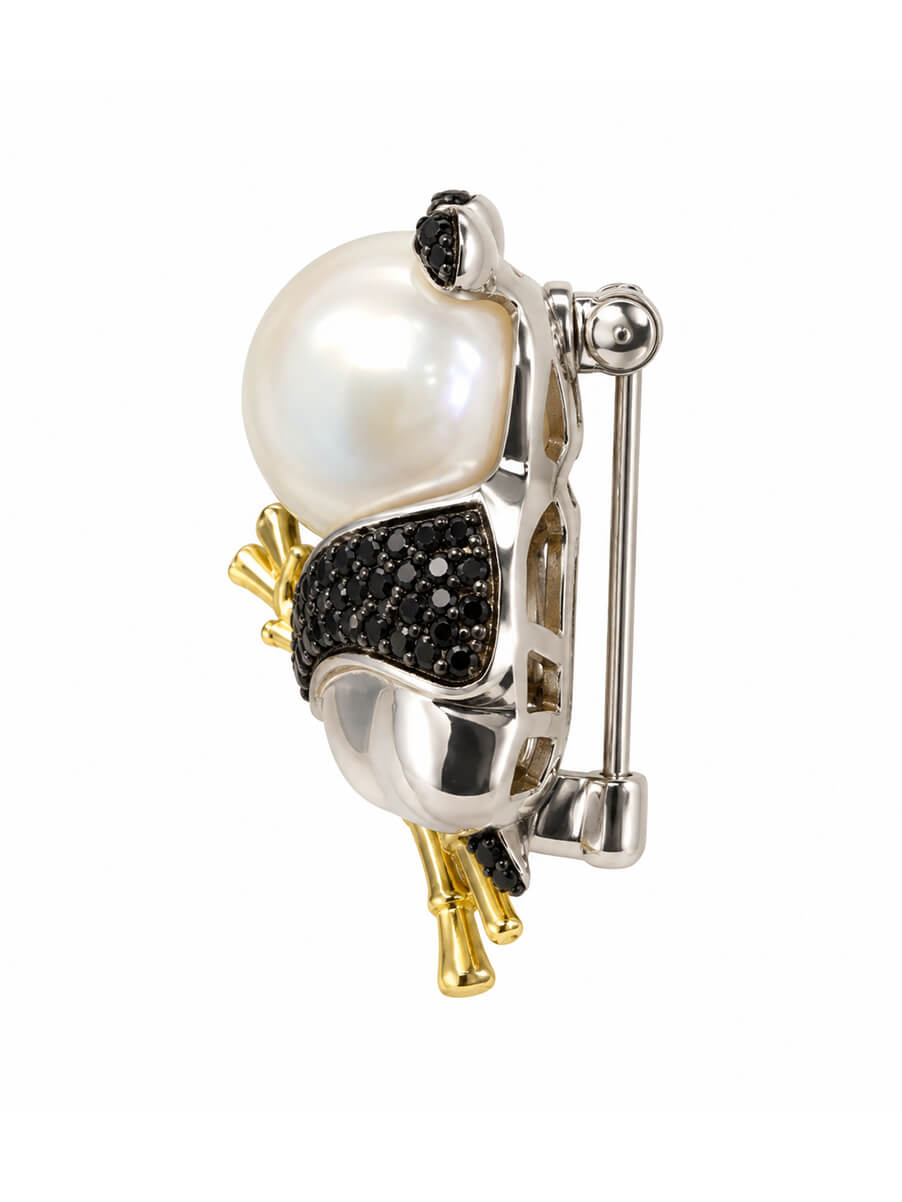 Panda Pearl Bamboo Brooch