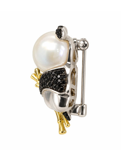 Panda Pearl Bamboo Brooch