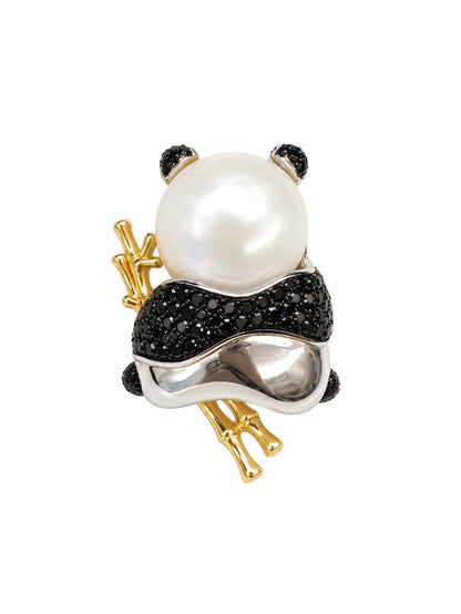 Panda Pearl Bamboo Brooch