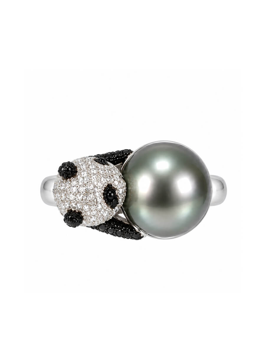 Panda Embrace Pearl Ring