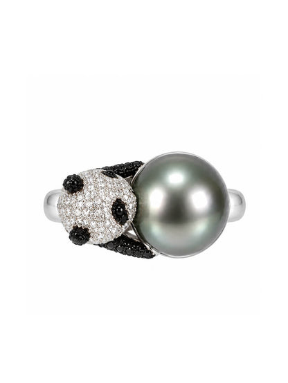 Panda Embrace Pearl Ring