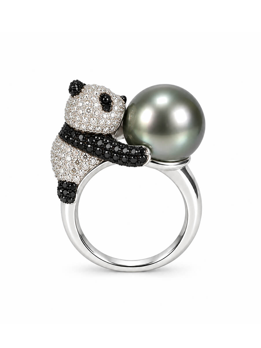 Panda Embrace Pearl Ring