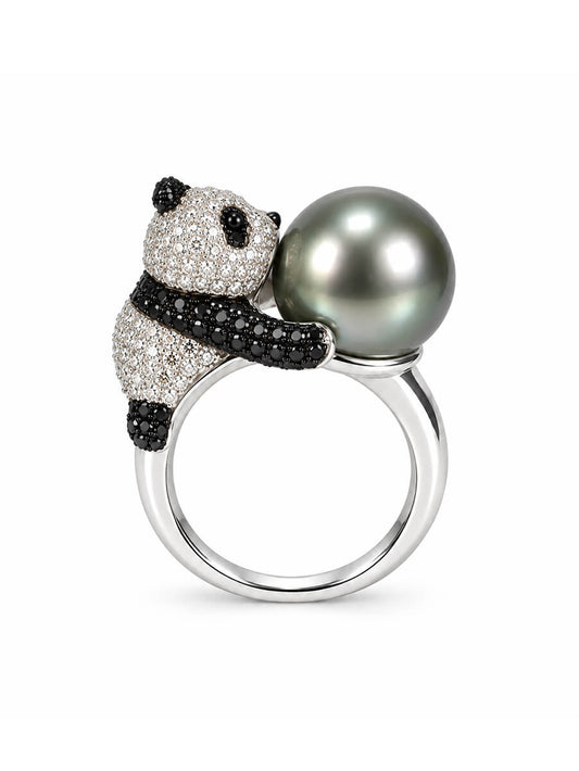 Panda Embrace Pearl Ring