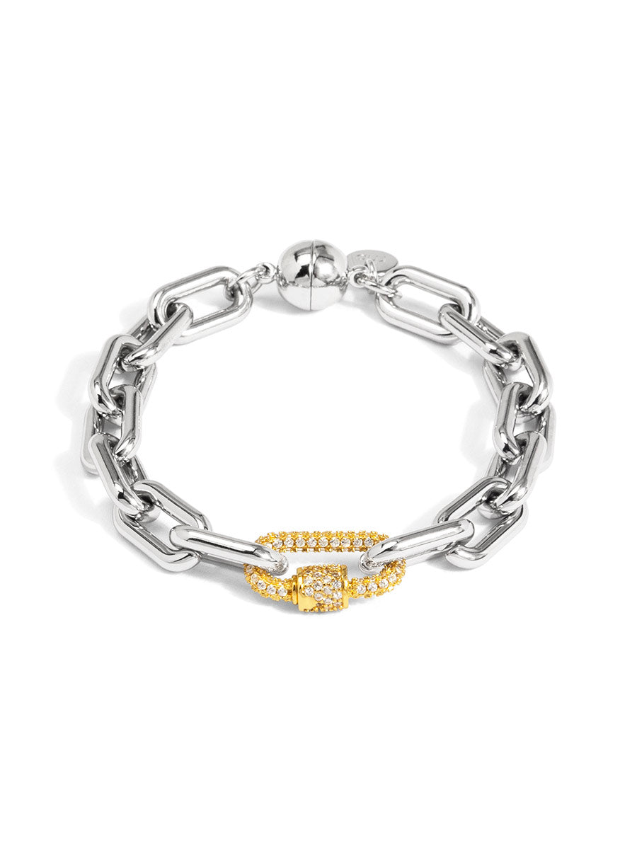 Two-Tone Carabiner Link Magnet Bracelet