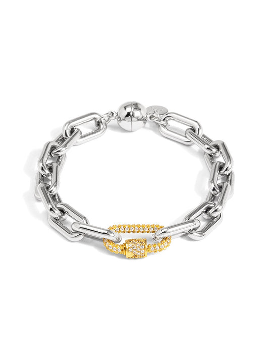 Two-Tone Carabiner Link Magnet Bracelet