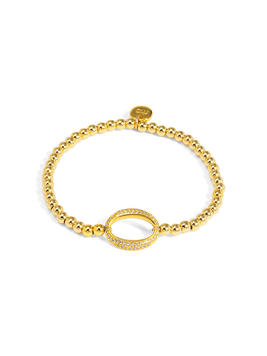 Pavé Oval Link Beaded Stretch Bracelet