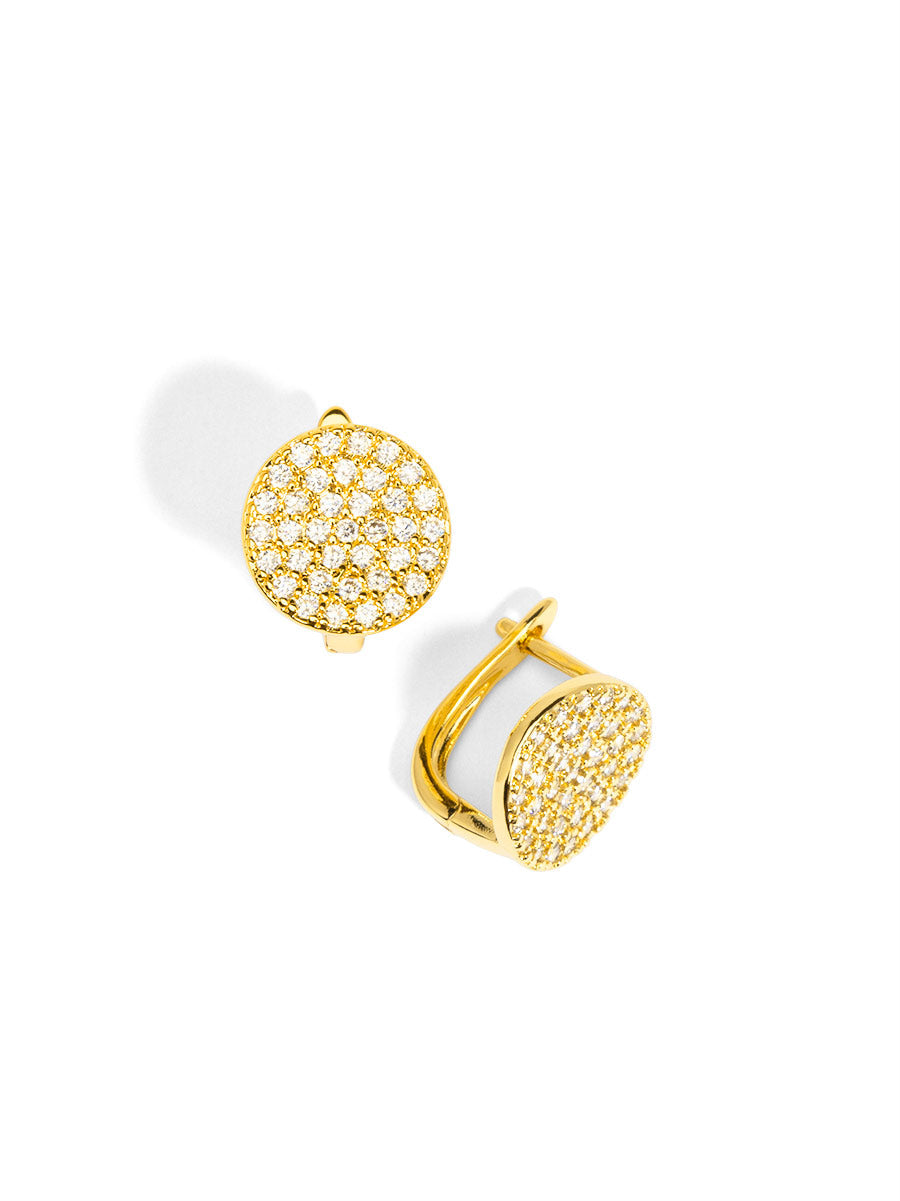 Button Pavé Huggies