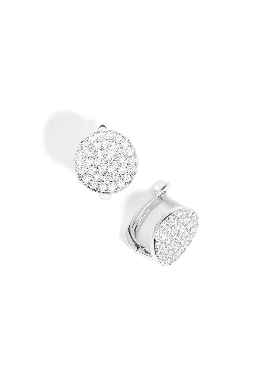 Button Pavé Huggies