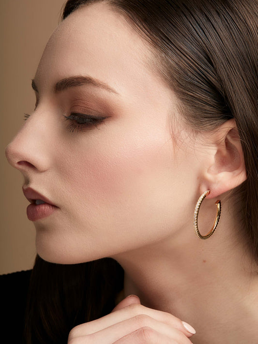 Medium Pav≈Ω Hoop Earring
