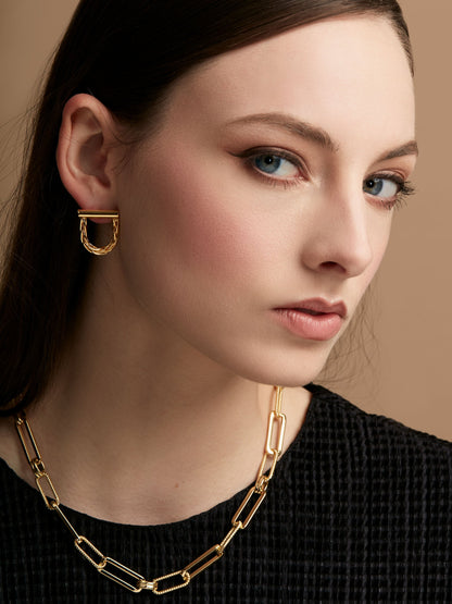 Braided Horseshoe Drop Earring