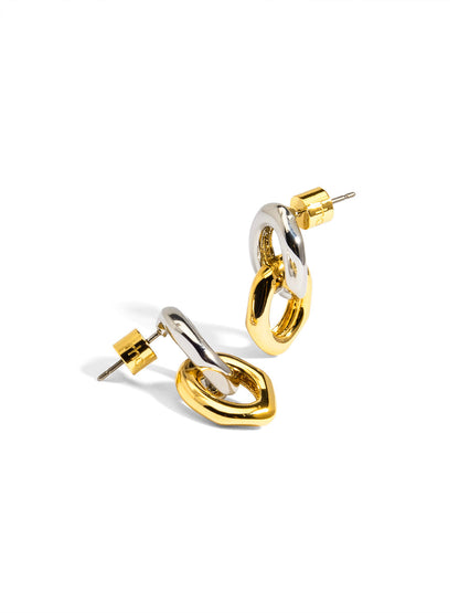 Two-Tone Small Link Drop Earring