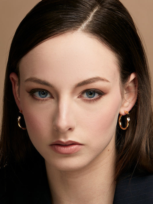 Deconstructed Crystal Round Hoop Earring