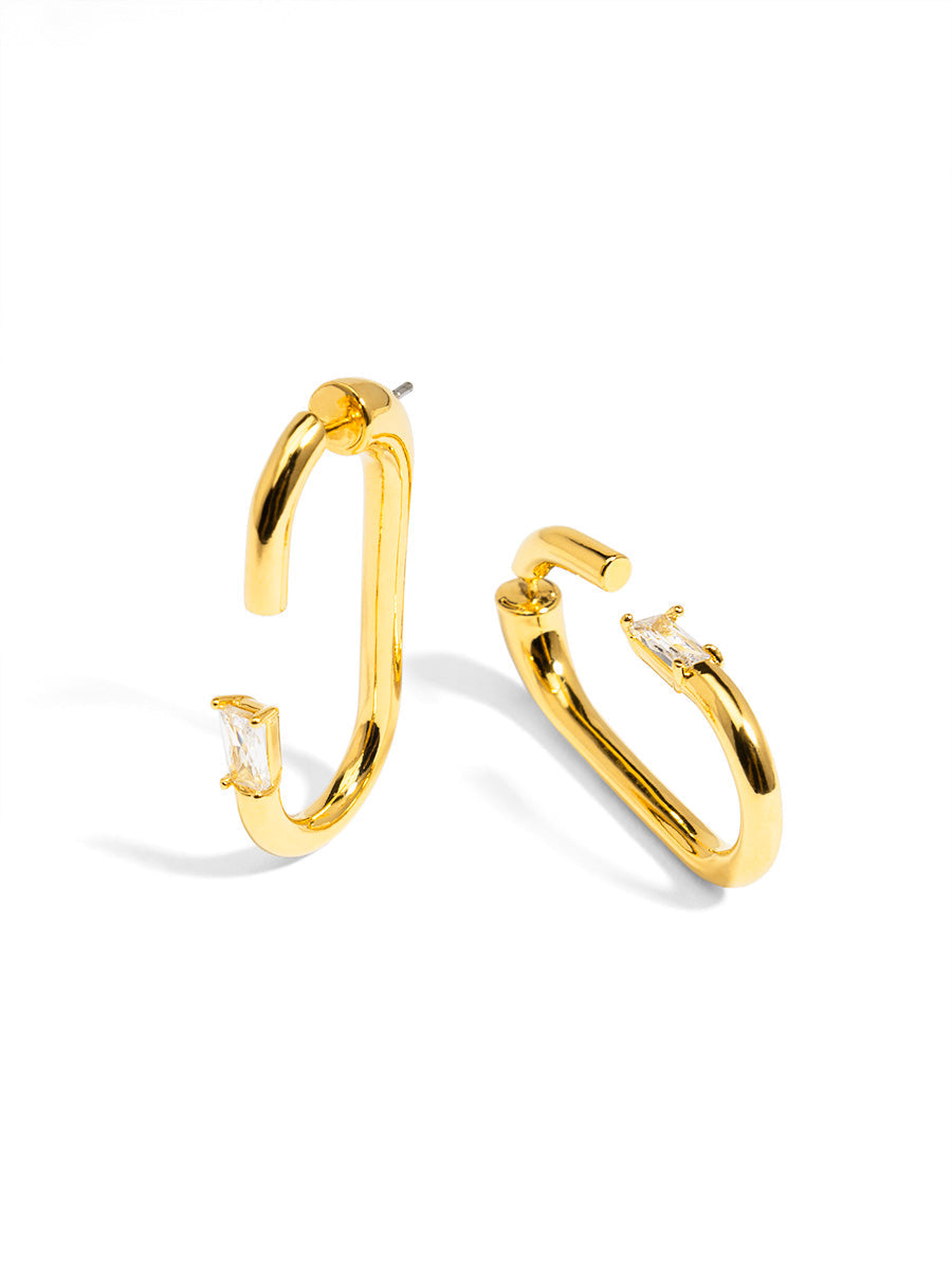 Deconstructed Crystal Link Hoop Earring