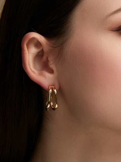 Wide Metal Double Hoop Earring