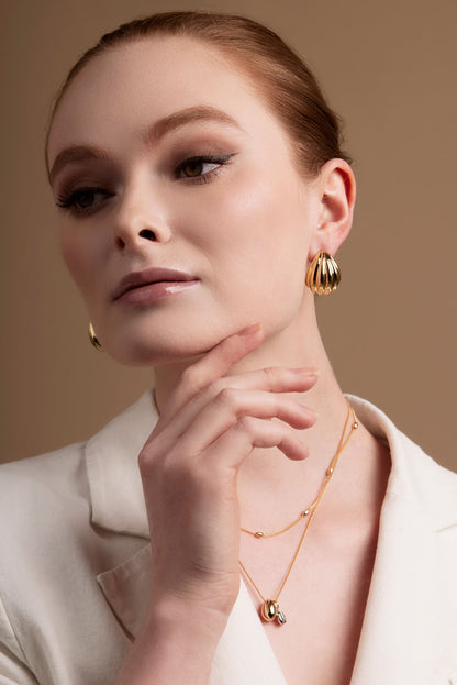 Ribbed Dome Drop Earring