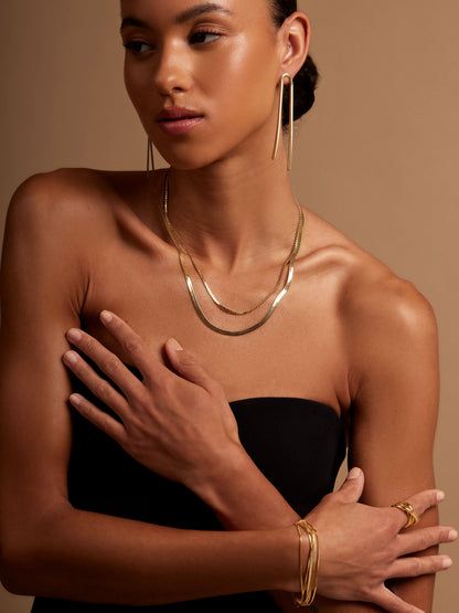 Arch Herringbone Drop Earring