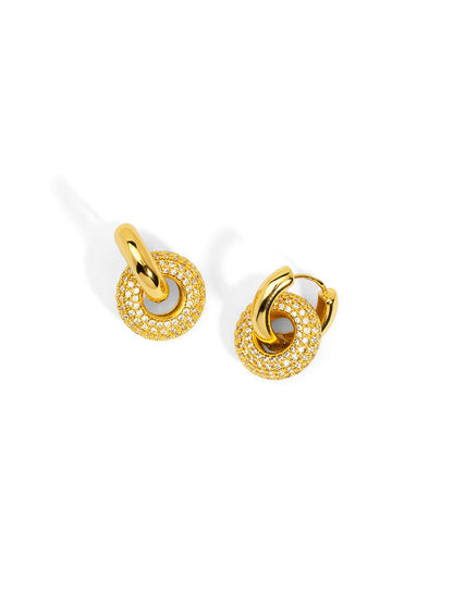 Round Pave Small Drop Earring