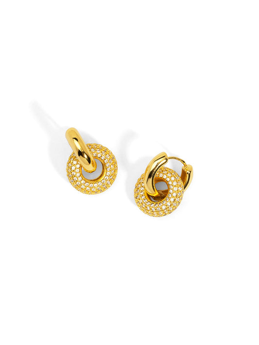 Round Pave Small Drop Earring