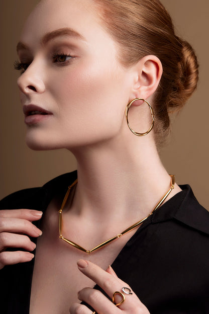 Sculptural Wave Hoop Earrings