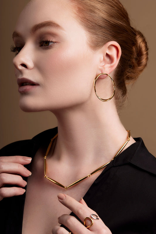 Sculptural Wave Hoop Earrings