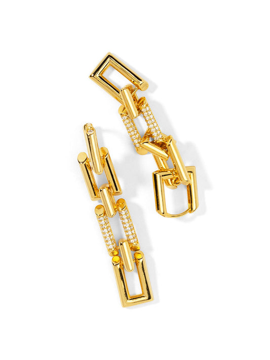 Pave Linked Chain Drop Earring