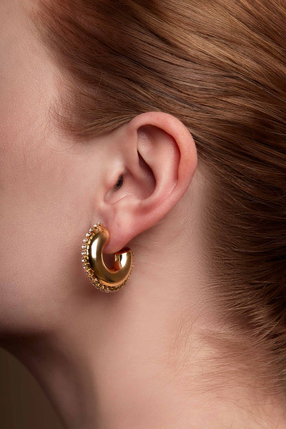 Pave Edge Hoop Earring